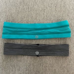 TWO Lululemon headbands… BUNDLE!! (teal and black/white striped)